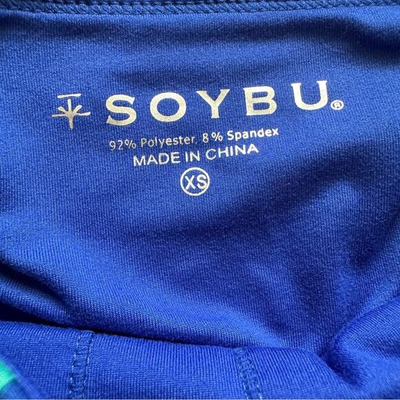 Soybu Dress Blue Green Print Strappy Twist Back Athletic Casual Stretch Size XS - Picture 2 of 10